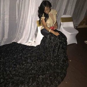 A formal black dress.